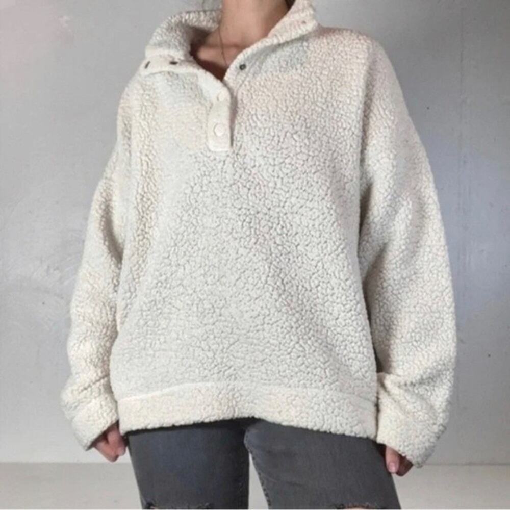 Aerie Cloud Sherpa Sweater Off White Size Medium